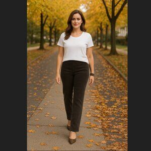 J. Jill Corduroy Pants 10 Black Pull On Elastic Waist Stretch Cotton Pockets